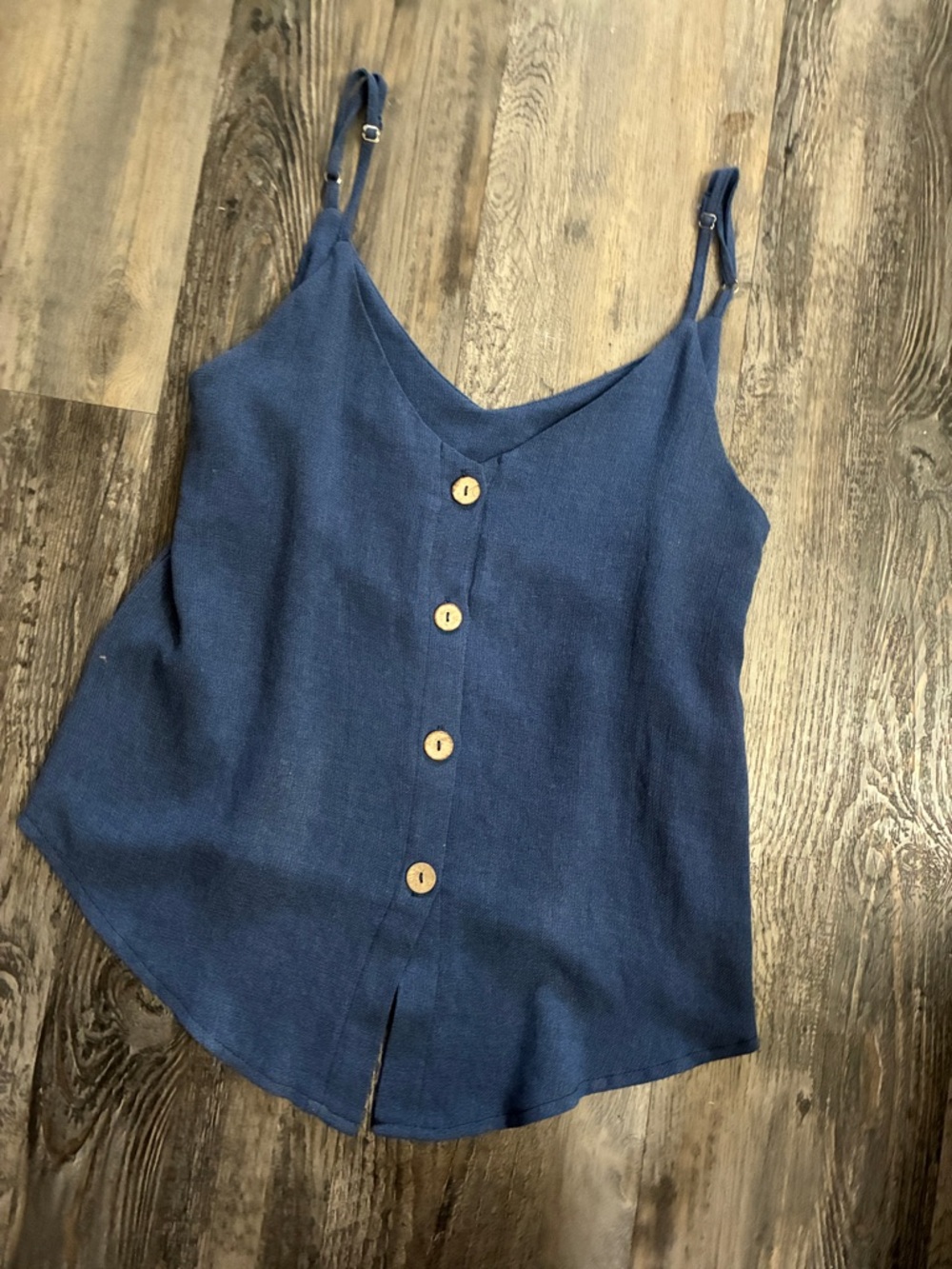 LA MIEL Navy Button-Front V-Neck Cami